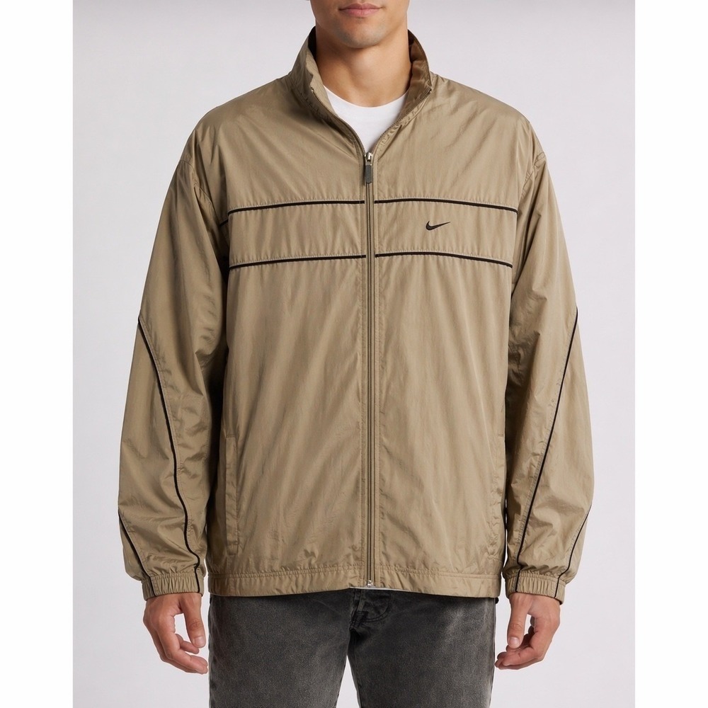 Vintage Nike Y2K Flint Gray/Black Zip Up Light Jacket Coat